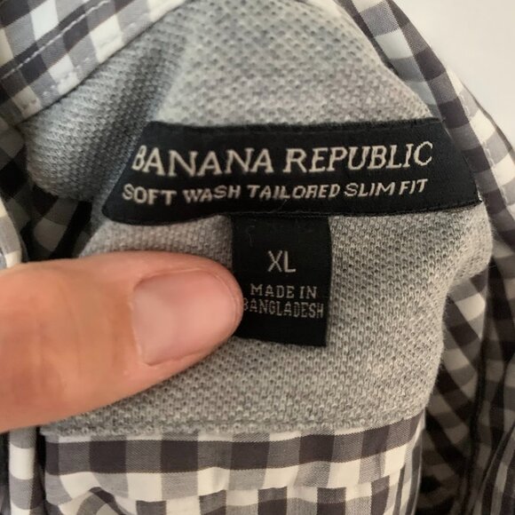Banana Republic Soft Wash Tailored Slim Fit Modern Cotton Gingham Shirt Size XL - Picture 3 of 4
